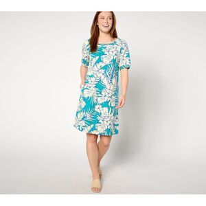 Maya J Women's Dress Sz M Denim & Co. Favorite Jersey Square Neck Blue A650508